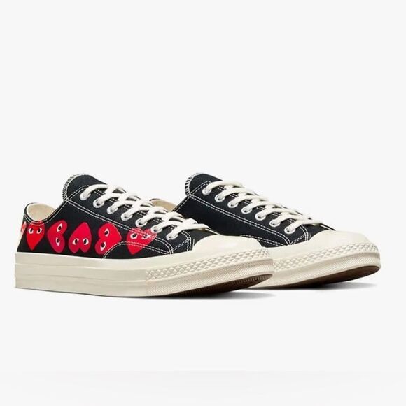 comme des garçon play x converse chuck 70 multi heart black sneakers W8.5/M6.5 - Picture 15 of 16
